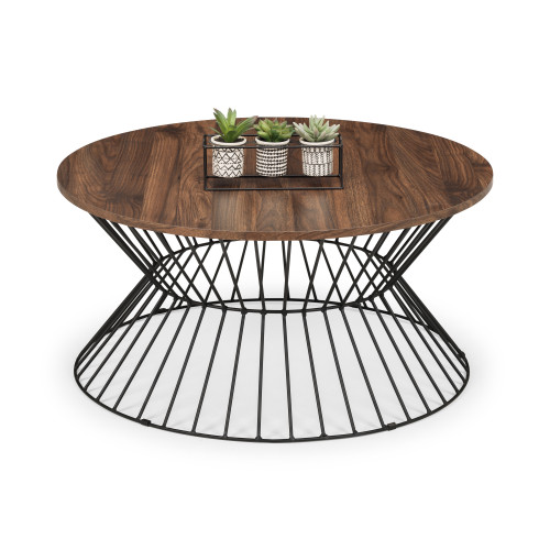 Jersey Black Metal and Walnut Finish Coffee Table (D80 x W80 x H40cm)