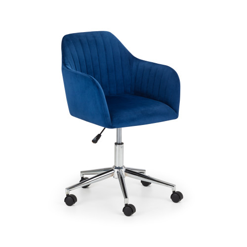 Kahlo Blue Velvet Swivel Chair (D57 x W60 x H81-91)