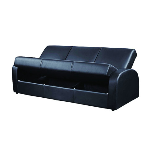 Kim Black Faux Leather Sofa Bed (D90 x W 203 x H87cm)
