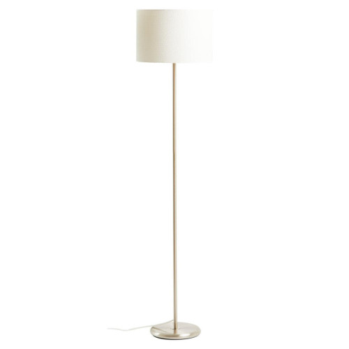 Silver & Cream Waffle Effect Shade Floor Lamp (D36 x W36 x H158cm)