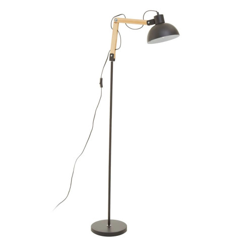 Blair Black Wood & Metal Floor Lamp (H178 x W25 x D25cm)
