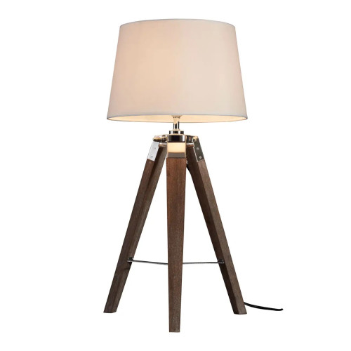 Brown Tripod Table Lamp with Cream Shade (H63 x D32 x W32cm)