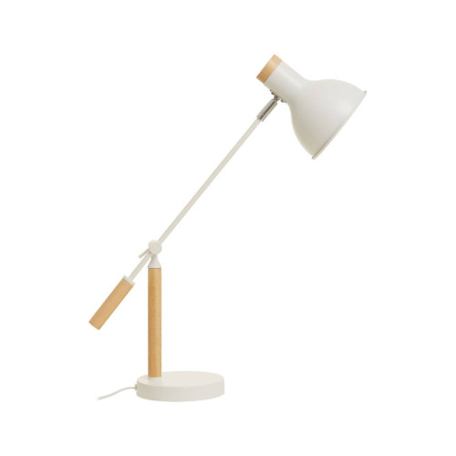 Stockholm Matte White & Rubberwood Table Lamp (H57 x W68 x D16cm)
