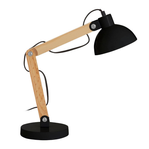 Blake Black Wood & Metal Table Lamp (H62 x W16 x D16cm)