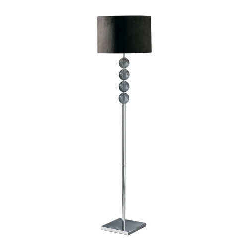 Chrome Floor Lamp & Black Suede Effect Shade (D38 x W38 x H155cmÂ )