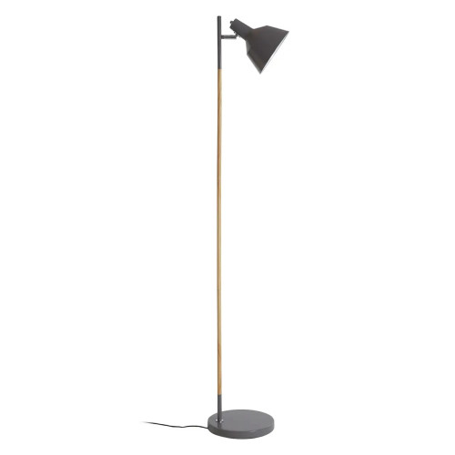 Grey Wood and Metal Floor Lamp 150 x 24 x 24cm
