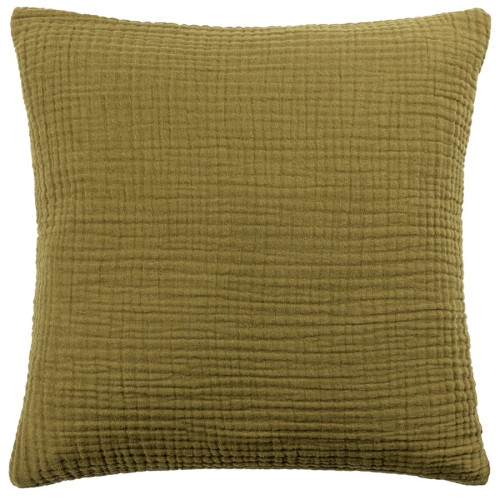 Yard Lark Muslin Crinkle Cotton Polyester Filled Cushion 45 x 45cm - Khaki