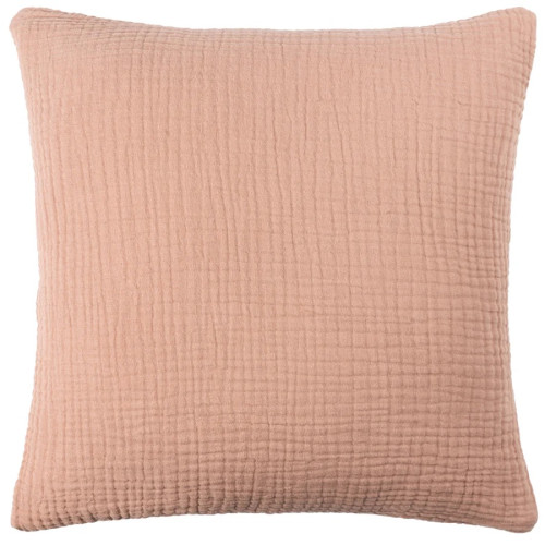Yard Lark Muslin Crinkle Cotton Polyester Filled Cushion 45 x 45cm - Pink Clay