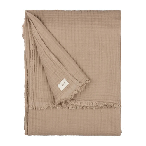 Yard Lark Muslin Cotton Fringed Throw 130 x 180cm - Mole