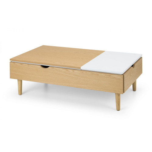 Latimer White and Oak Effect Finish Lift Up Coffee Table (D70 x W120 x H38)