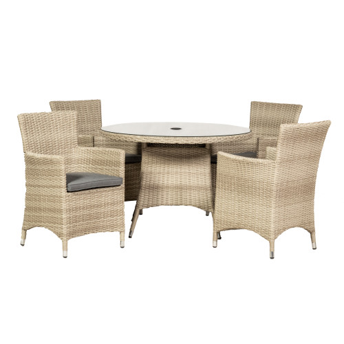Lisbon Natural Rattan 4 Seater Round Set