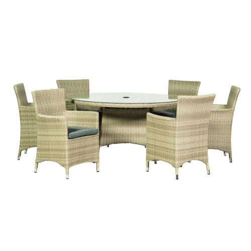 Lisbon Natural Rattan 6 Seater Round Set