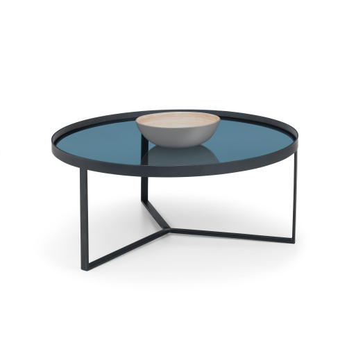 Loft Black Metal and Smoked Glass Coffee Table (D40 x W x H90)