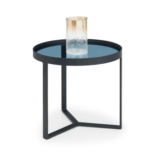 Loft Black Metal and Smoked Glass Lamp Table (D45 x W x H50)