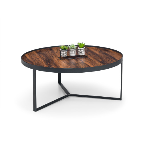 Loft Black Metal and Walnut Finish Coffee Table (D40 x W x H90)
