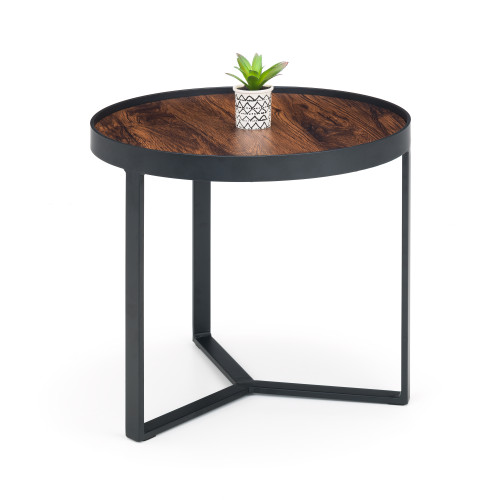 Loft Black Metal and Walnut Finish Lamp Table (D45 x W x H50)