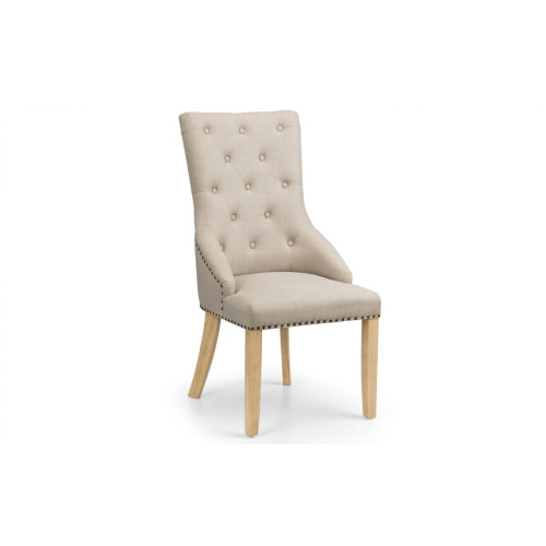 Loire Oatmeal Linen Button Back Dining Chair (D68 x W55 x H105cm)