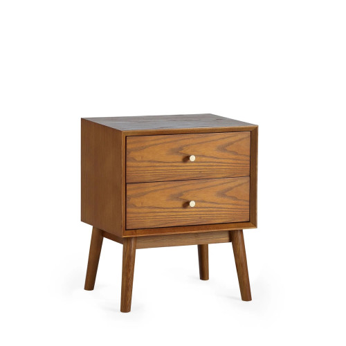 Lowry Cherry Ash Wood 2 Drawer Bedside (D38 x W46 x H61cm)