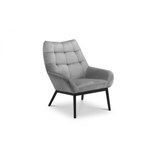 Lucerne Grey Velvet Fabric with a Black Leg Finish Accent Chair (D81 x W76 x H88cm)