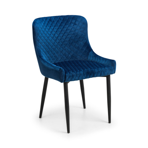 Set of 2 Luxe Blue Velvet Dining Chairs (D62 x W50 x H82)
