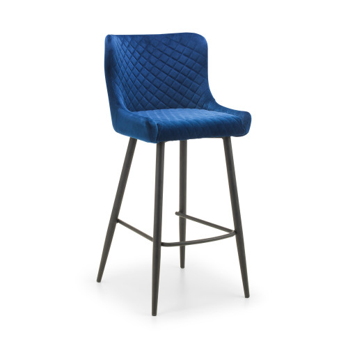 Luxe Blue Velvet Bar Stool (D54 x W46 x H105cm)