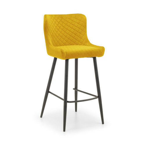 Luxe Mustard Velvet Bar Stool (D54 x W46 x H105cm)