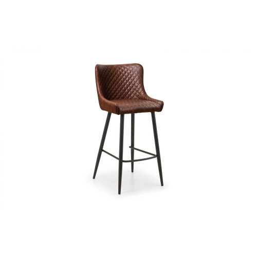Luxe Brown Faux Leather Bar Stool (D54 x W46 x H105)