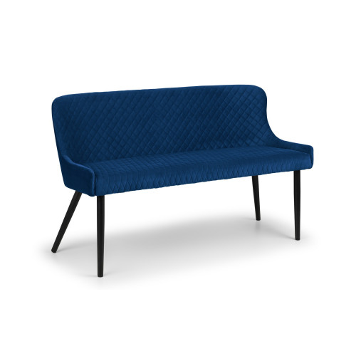 Luxe High Blue Velvet Bench (D62 x W143 x H83cm)