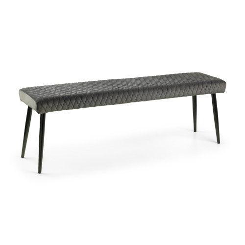 Luxe Low Grey Velvet Bench (D37 x W140 x H47cm)