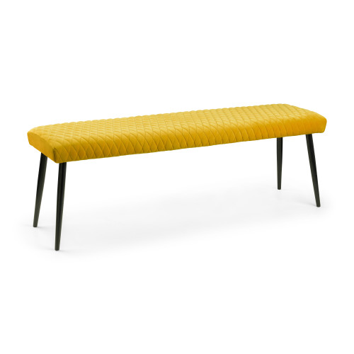 Luxe Low Mustard Velvet Bench (D37 x W140 x H47cm)
