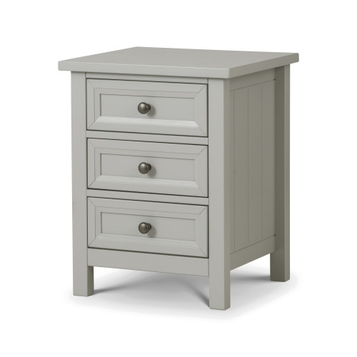 Maine Dove Grey 3 Drawer Bedside (D44 x W48 x H61cm)