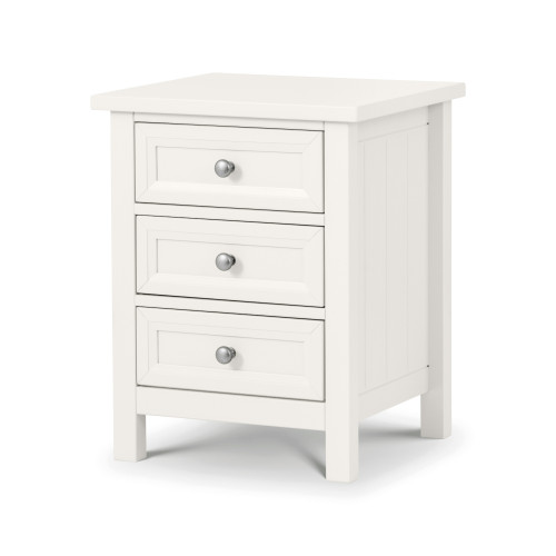 Maine Surf White 3 Drawer Bedside (D44 x W48 x H61cm)