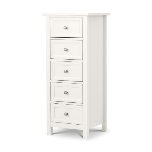 Maine Surf White 5 Drawer Chest (D44 x W48 x H114cm)