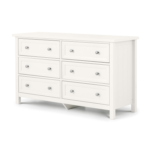 Maine Surf White 6 Drawer Chest (D44 x W130 x H74cm)