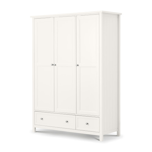 Maine Surf White 3 Door and 3 Drawer Wardrobe (D55 x W141 x H190cm)