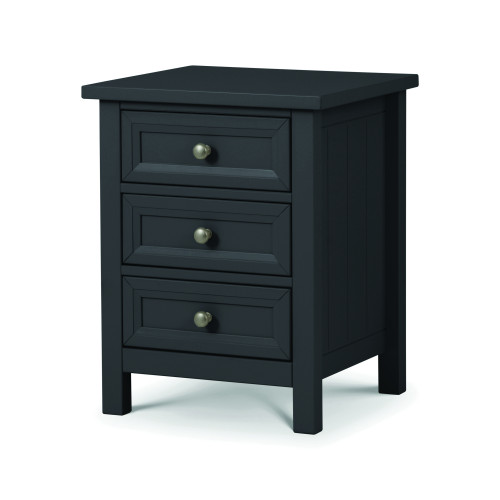 Maine Anthracite 3 Drawer Bedside (D44 x W48 x H61cm)