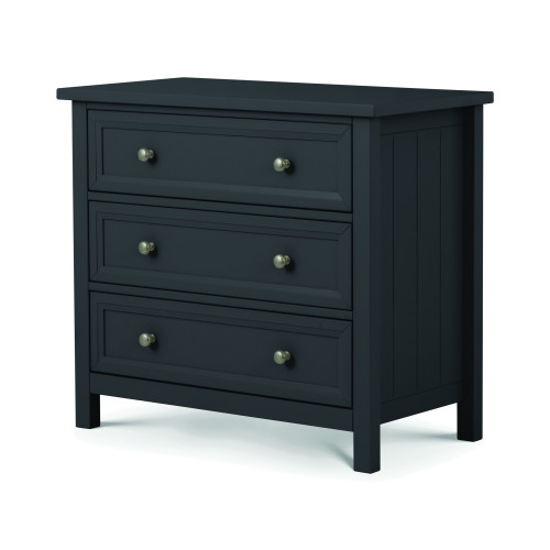 Maine Anthracite 3 Drawer Chest (D44 x W84 x H74cm)