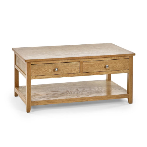 Mallory Oak FSC Mix Coffee Table with 2 Drawers (D65 x W110 x H50cm)
