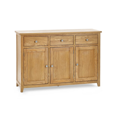 Mallory Oak FSC Mix 3 Door 3 Drawer Sideboard (D40 x W128 x H86cm)