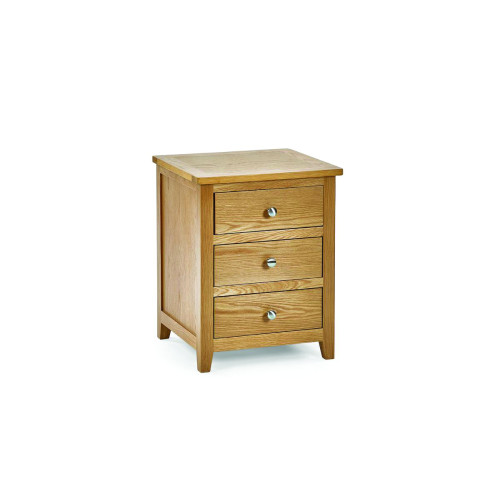 Mallory Oak FSC Mix 3 Drawer Bedside (D44 x W48 x H60cm)
