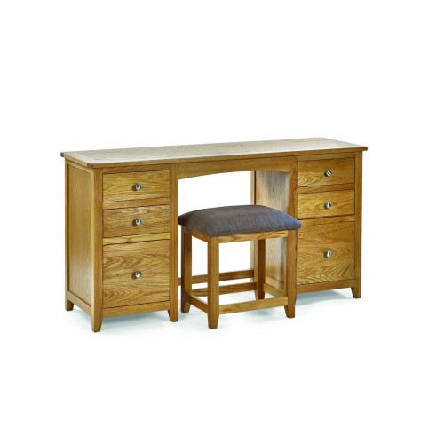 Mallory Oak FSC Mix Twin Dressing Table Set (D44 x W142 x H75cm)