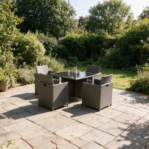 Malaga Brown Rattan 4 Seater Cube Set