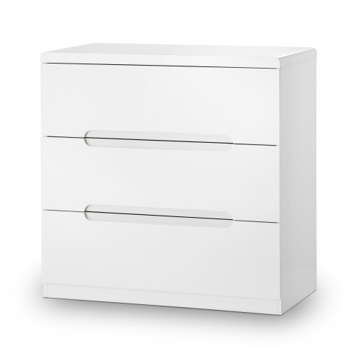 Manhattan High Gloss White 3 Drawer Chest (D40 x W80 x H80cm)