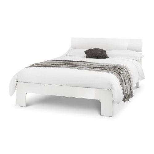 Manhattan High Gloss White Bed - Double (D207 x W141 x H86cm)