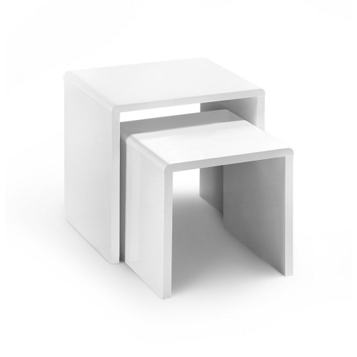 Manhattan White High Gloss Nest of 2 Tables (D40 x W50 x H50cm)