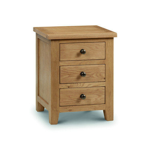 Marlborough Oak 3 Drawer Bedside (D44 x W48 x H60cm)