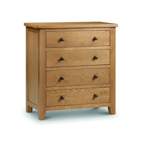 Marlborough Oak 4 Drawer Chest (D44 x W83 x H89cm)