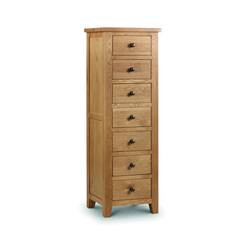 Marlborough Oak 7 Drawer Narrow Chest (D44 x W48 x H141cm)