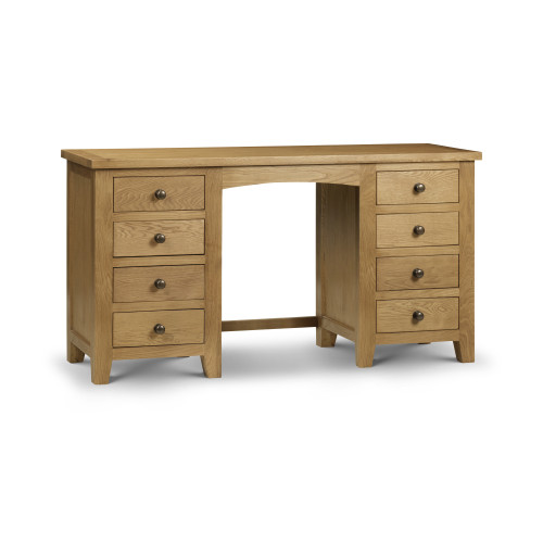 Marlborough Oak Twin Pedestal Dressing Table (D44 x W142 x H75cm)