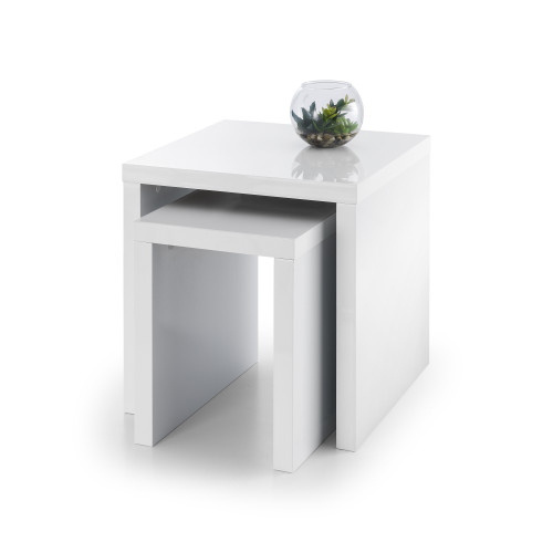 Metro High Gloss White Nest of 2 Tables (D47 x W47 x H51cm)